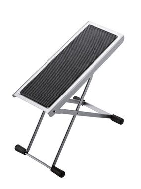 Adjustable 6 Position High Black Guitar Footstool on Silver Frame NWOT